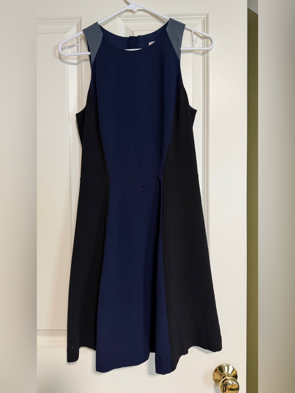 Banana Republic Navy and Black Sleeveless Midi Fit-and-Flare Dress